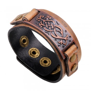 Fashion Brown Genuine Leather Wrap Bracelets bangles for Women/Men Punk style